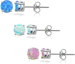 img 3 attached to 💎 Sterling Silver Created White Earrings for Girls: Premium Jewelry and Earrings