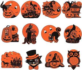 img 4 attached to 🎃 Vintage Halloween Decorations: 12-Piece Large Double-Sided Laminated Cutouts for Retro Halloween Party Decor - Wall & Window Decorations Included!
