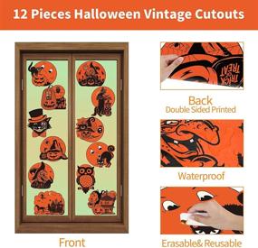 img 1 attached to 🎃 Vintage Halloween Decorations: 12-Piece Large Double-Sided Laminated Cutouts for Retro Halloween Party Decor - Wall & Window Decorations Included!