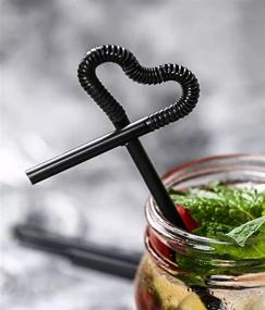 img 2 attached to 🎉 200-Pack of Long and Bendable Black Plastic Drinking Straws - Disposable, Extendable, and Fancy Straws for Parties