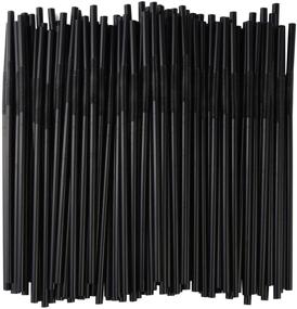 img 4 attached to 🎉 200-Pack of Long and Bendable Black Plastic Drinking Straws - Disposable, Extendable, and Fancy Straws for Parties