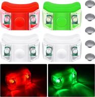 🚣 led boat navigation lights - 4 pieces for boat, kayak, pontoon, hovercraft, yacht, motorboat, bike; night running, fishing, hunting - red, green, white + 5 button batteries логотип
