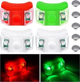 img 4 attached to 🚣 LED Boat Navigation Lights - 4 Pieces for Boat, Kayak, Pontoon, Hovercraft, Yacht, Motorboat, Bike; Night Running, Fishing, Hunting - Red, Green, White + 5 Button Batteries