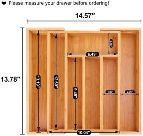 img 2 attached to 🎍 Bamboo Expandable Drawer Organizer: Effortlessly Declutter Your Kitchen with 5-7 Slots for Flatware and Utensils