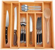 🎍 bamboo expandable drawer organizer: effortlessly declutter your kitchen with 5-7 slots for flatware and utensils логотип