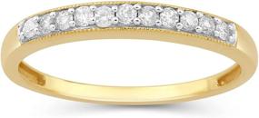 img 4 attached to 💍 Jewelili 10K Tri-Color Gold Anniversary Ring with Sparkling 1/6 CTTW Diamonds