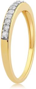 img 2 attached to 💍 Jewelili 10K Tri-Color Gold Anniversary Ring with Sparkling 1/6 CTTW Diamonds