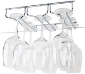 img 4 attached to Efficient Organization with HUJI Durable Under Cabinet Stemware Rack Storage (1 Pack, Chrome)