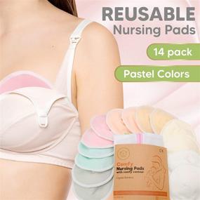 img 3 attached to 🌿 Organic Bamboo Nursing Breast Pads: Reusable Nipple Pads for Breastfeeding - Set of 14 with Wash Bag (Pastel Touch, Large 4.8")