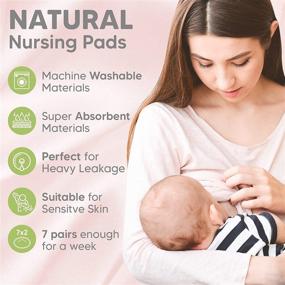 img 2 attached to 🌿 Organic Bamboo Nursing Breast Pads: Reusable Nipple Pads for Breastfeeding - Set of 14 with Wash Bag (Pastel Touch, Large 4.8")