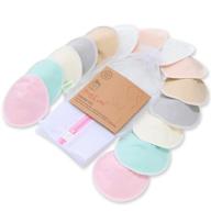 🌿 organic bamboo nursing breast pads: reusable nipple pads for breastfeeding - set of 14 with wash bag (pastel touch, large 4.8") logo