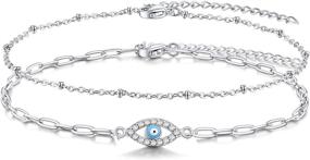 img 4 attached to 👁️ Tarsus Delicate Evil Eye Bracelet / Anklets: Layered in 14K Gold Plating & Stainless Steel; Amulet Nazar for Women & Girls
