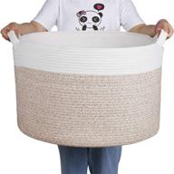 zilink extra large blanket basket for living room - 21.7" x 13.8" decorative woven storage basket with handles - perfect for blankets, toys, and laundry organization logo
