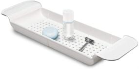 img 2 attached to 🛁 madesmart Expandable Bath Shelf - White: Non-slip, Fits Most Tubs, BPA-Free