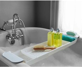 img 1 attached to 🛁 madesmart Expandable Bath Shelf - White: Non-slip, Fits Most Tubs, BPA-Free