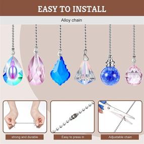 img 2 attached to 💎 Multi-Colored Crystal Ceiling Fan Pull Chain Set with Connector - Enhance Your Ceiling Light and Fan Decoration Effortlessly