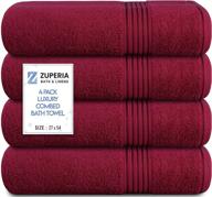 🛀 zuperia bath towels - set of 4, ultra soft, 27x54 inches, 600 gsm, 100% combed cotton, highly absorbent towel set ideal for bathroom, pool, home, gym, spa, hotel (burgundy) logo