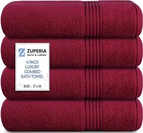 img 4 attached to 🛀 Zuperia Bath Towels - Set of 4, Ultra Soft, 27x54 inches, 600 GSM, 100% Combed Cotton, Highly Absorbent Towel Set Ideal for Bathroom, Pool, Home, Gym, Spa, Hotel (Burgundy)