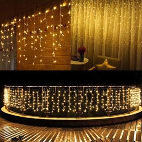 img 1 attached to 🌞 Waterproof LED Solar Icicle String Lights, 36Ft/11M with 264 Warm White LEDs - Extendable Curtain Fairy String Lights for Bedroom Patio Yard Garden Wedding Party - Plug in Christmas Lights
