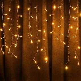 img 4 attached to 🌞 Waterproof LED Solar Icicle String Lights, 36Ft/11M with 264 Warm White LEDs - Extendable Curtain Fairy String Lights for Bedroom Patio Yard Garden Wedding Party - Plug in Christmas Lights