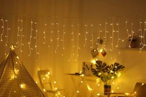 img 2 attached to 🌞 Waterproof LED Solar Icicle String Lights, 36Ft/11M with 264 Warm White LEDs - Extendable Curtain Fairy String Lights for Bedroom Patio Yard Garden Wedding Party - Plug in Christmas Lights
