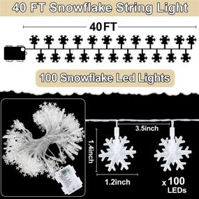 img 3 attached to 🎄 TURNMEON 100 LED 40 Ft Christmas Lights: Snowflake String Lights, Battery Operated Fairy Lights with Timer, 8 Modes Remote Waterproof for Indoor/Outdoor Decoration