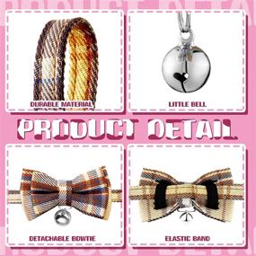 img 1 attached to 🔔 Weewooday 10 Piece Breakaway Cat Collar Set: Christmas Kitten Collar with Bow Tie, Bell, and Adjustable Kitty Safety Collars featuring Cute Plaid Patterns