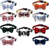 🔔 weewooday 10 piece breakaway cat collar set: christmas kitten collar with bow tie, bell, and adjustable kitty safety collars featuring cute plaid patterns logo