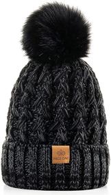 img 4 attached to PAGE ONE Women's Winter Ribbed Beanie Crossed Cap - Chunky Cable Knit Pompom Soft Warm Hat