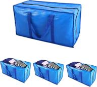 👜 malkaron 4 pack extra large moving bags: heavy duty reusable storage totes for college dorm room essentials, clothing, blanket storage & more - space saving with zippers & carrying handles логотип