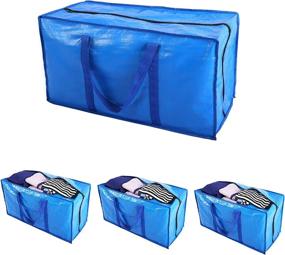 img 4 attached to 👜 MALKARON 4 Pack Extra Large Moving Bags: Heavy Duty Reusable Storage Totes for College Dorm Room Essentials, Clothing, Blanket Storage & More - Space Saving with Zippers & Carrying Handles