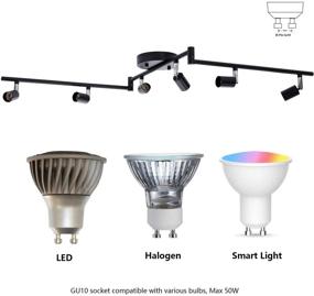 img 3 attached to 🔦 Enhance Your Space with AIBOO's 6-Light Adjustable Dimmable Track Lighting Kit: Flexible Foldable Arms, Matt Black Color - Ideal for Kitchen, Hallway, Bedroom - GU10 Base Bulbs Not Included