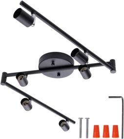 img 4 attached to 🔦 Enhance Your Space with AIBOO's 6-Light Adjustable Dimmable Track Lighting Kit: Flexible Foldable Arms, Matt Black Color - Ideal for Kitchen, Hallway, Bedroom - GU10 Base Bulbs Not Included