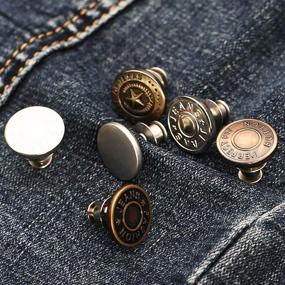 img 3 attached to Silver Button Pins for Jeans – 6 Sets of 17mm Replacement Instant Pants Buttons for Waist Adjustment, No Sew Needed – Reusable Metal Buttons for Jeans, Backpacks, Jackets, Bags