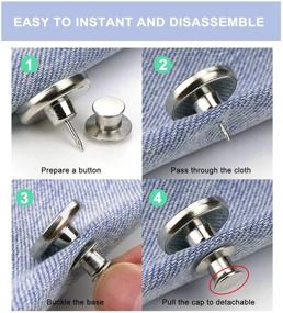 img 1 attached to Silver Button Pins for Jeans – 6 Sets of 17mm Replacement Instant Pants Buttons for Waist Adjustment, No Sew Needed – Reusable Metal Buttons for Jeans, Backpacks, Jackets, Bags