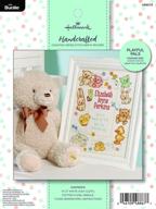 🎁 bucilla hallmark playful pals baby birth record: stamped cross stitch delight logo