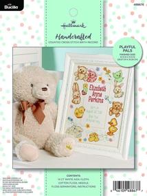 img 2 attached to 🎁 Bucilla Hallmark Playful Pals Baby Birth Record: Stamped Cross Stitch Delight