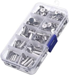 img 3 attached to 🔩 Pangda 80 Set Chicago Binding Screw Assorted Kit - Metal Round Cross Head Stud Screw Post Nail Rivet Chicago Button for DIY Leather Decoration Bookbinding - 5 x 6, 10, 12, 15, 18, Silver