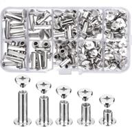 🔩 pangda 80 set chicago binding screw assorted kit - metal round cross head stud screw post nail rivet chicago button for diy leather decoration bookbinding - 5 x 6, 10, 12, 15, 18, silver logo