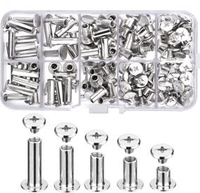 img 4 attached to 🔩 Pangda 80 Set Chicago Binding Screw Assorted Kit - Metal Round Cross Head Stud Screw Post Nail Rivet Chicago Button for DIY Leather Decoration Bookbinding - 5 x 6, 10, 12, 15, 18, Silver