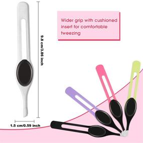 img 3 attached to Chumia Non-Slip Grip Tweezers Set - 5 Pieces | Slanted Tip Stainless Steel Tweezers with Wide Precision Clip | Ideal for Ingrown Hair, Eyebrow Shaping, Splinter & Blackhead Removal | Enhanced Black Rubber Grip