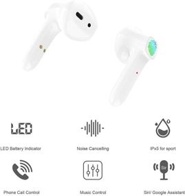 img 2 attached to Taipow Wireless Earbuds Bluetooth 5.0 Headphones - White, Stereo Sound, 20H Playtime, Built-in Mic, Wireless Charging Case, Power Display | For iPhone Android