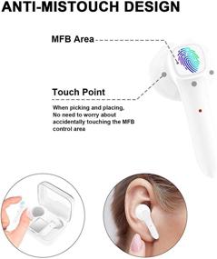 img 1 attached to Taipow Wireless Earbuds Bluetooth 5.0 Headphones - White, Stereo Sound, 20H Playtime, Built-in Mic, Wireless Charging Case, Power Display | For iPhone Android