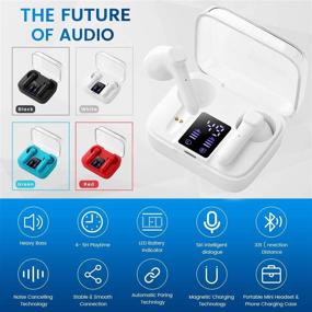 img 3 attached to Taipow Wireless Earbuds Bluetooth 5.0 Headphones - White, Stereo Sound, 20H Playtime, Built-in Mic, Wireless Charging Case, Power Display | For iPhone Android