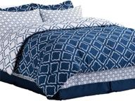 комплект постельного белья bedsure navy blue queen size в чехле для одеяла - 8 предметов постельного белья с одеялом, наволочками, простынью с постели, простынью с резинкой, пододеяльником и наволочками (88х88 дюймов) логотип