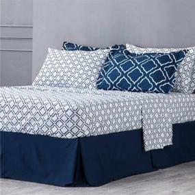 img 3 attached to Bedsure Navy Blue Queen Size Bed in A Bag Comforter Set - 8 Piece Bedding Ensemble with Comforter, Pillow Shams, Flat Sheet, Fitted Sheet, Bed Skirt, and Pillowcases (88X88 inches)