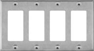 🔳 enerlites corrosion resistant 4-gang metal wall plate, size 4.50" x 8.19", ul listed, 7734, 430 stainless steel, silver - ideal for decorator switches or receptacle outlets logo