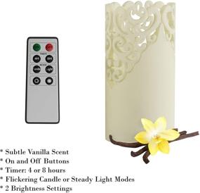 img 1 attached to 🕯️ Enhance Your Home Décor with Lavish Home LED Candles - Set of 3 Realistic Flameless Pillar Lights with Remote Control, Lace Detailing, and Vanilla Scented Wax - 3"x3"x6", White