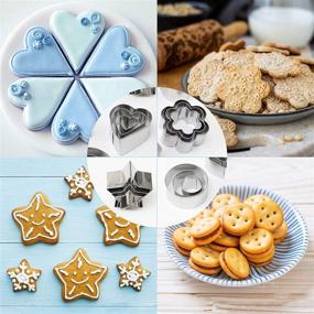 img 1 attached to 🍪 24 Pcs Small Metal Cookie Cutters Set - Geometric Shapes, Star, Flower, Hexagon, Round, Heart, Square, Triangle, Oval - Stainless Steel Biscuit Cutter for Baking - Chrider Mini Cookie Cutters