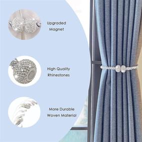 img 1 attached to 🔖 Set of 2 Magnetic Bling Curtain Tiebacks - Convenient Window Drape Holders for Draperies, 17-inch Holdback - No Drilling Needed